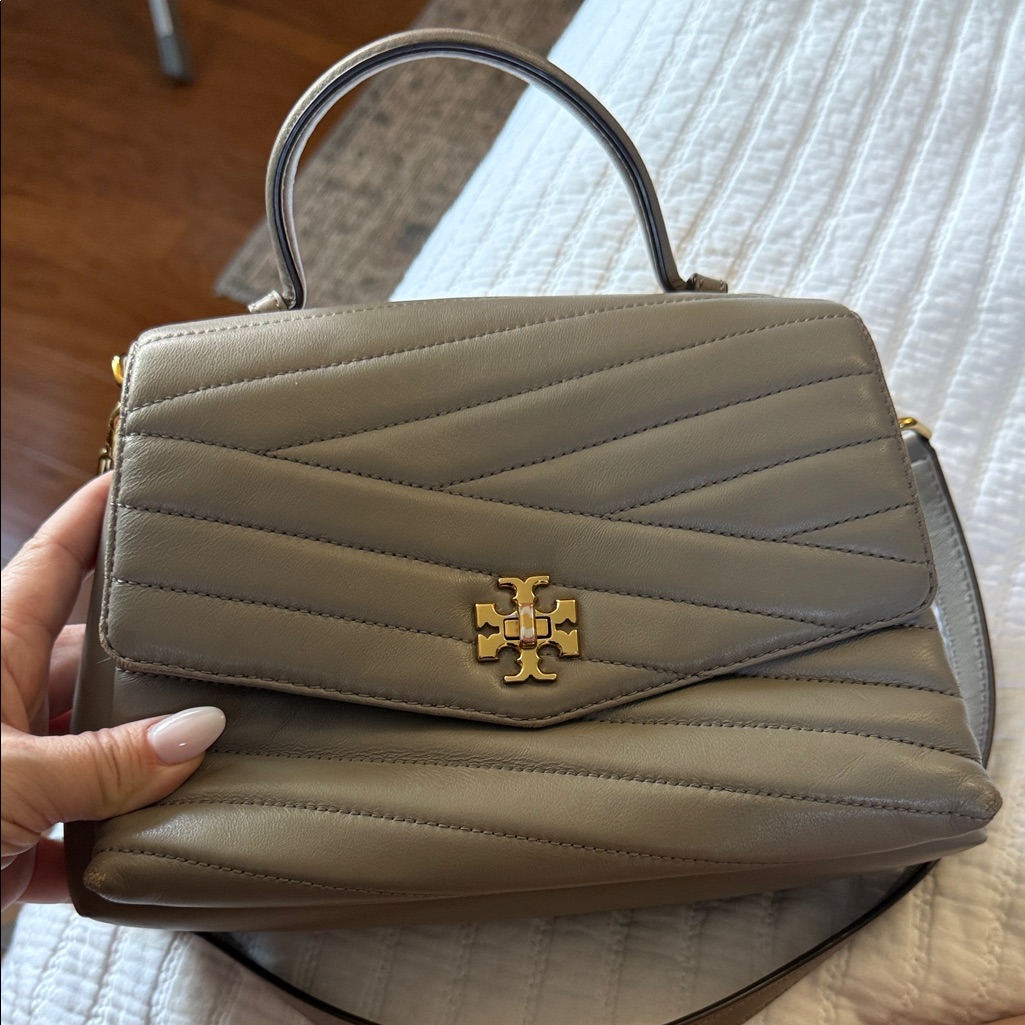 Tory Burch Quilted Satchel In Gray